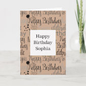 Cream Brown Happy Birthday Karte (Vorderseite)