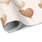 Cream Brown Heart Balloons Love in the Air Geschenkpapier (Rolleneckpunkt)
