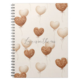 Cream Brown Heart Balloons Love in the Air Notizblock