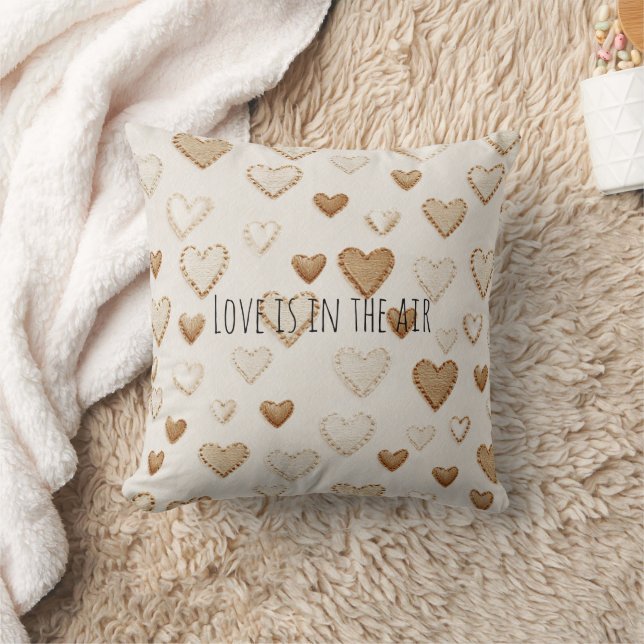 Cream & Brown Hearts   Kissen (Decke)