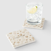 Cream & Brown Hearts Steinuntersetzer (Seitenansicht)