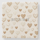 Cream & Brown Hearts Steinuntersetzer (Vorderseite)
