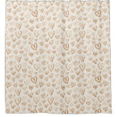 Cream Brown Hearts Valentine's Day Love Duschvorhang (Vorderseite)