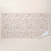 Cream Brown Hearts Valentine's Day Love Strandtuch (Vorderseite)
