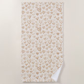 Cream Brown Hearts Valentine's Day Love Strandtuch (Vorderseite)