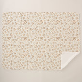Cream Brown Hearts Valentine's Day Sherpadecke (Vorderseite (Horizontal))