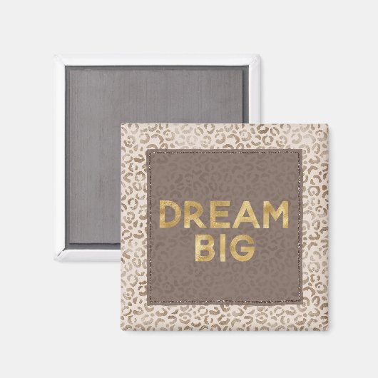 Cream Brown Leopard Print Gold Dream Magnet (Vorderseite/Rückseite)
