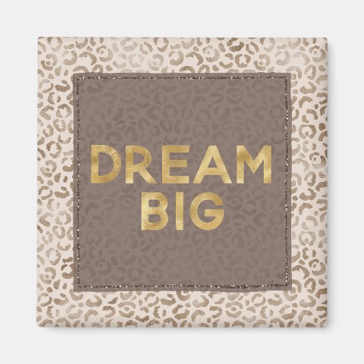 Cream Brown Leopard Print Gold Dream Magnet (Vorne)