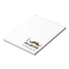 Cream Brown Mustache Sie ein Frage Spaß Spaß Notizblock