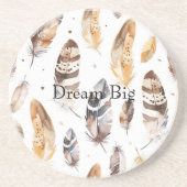 Cream Brown Native Feathers Getränkeuntersetzer (Vorne)