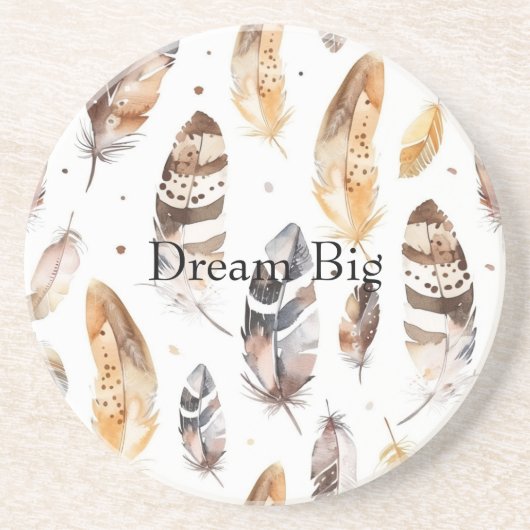 Cream Brown Native Feathers Getränkeuntersetzer (Vorne)