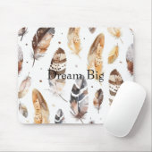Cream Brown Native Feathers Mousepad (Mit Mouse)