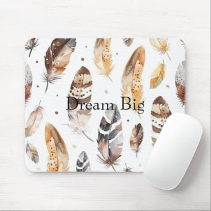Cream Brown Native Feathers Mousepad