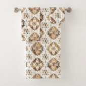 Cream Brown Native Tribal Badhandtuch Set (Insitu)