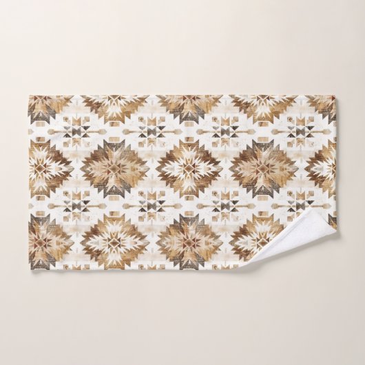Cream Brown Native Tribal Badhandtuch Set (Handtuch)