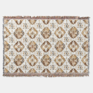 Cream Brown Native Tribal Decke