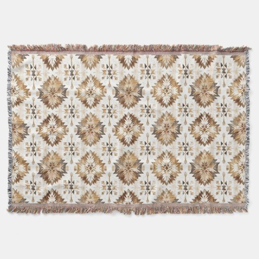 Cream Brown Native Tribal Decke (Vorderseite)