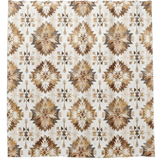 Cream Brown Native Tribal Duschvorhang (Vorderseite)
