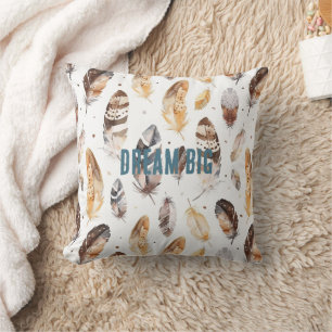 Cream Brown Native Tribal Feathers Kissen