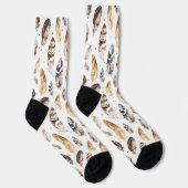 Cream Brown Native Tribal Feathers Socken (Rechts)