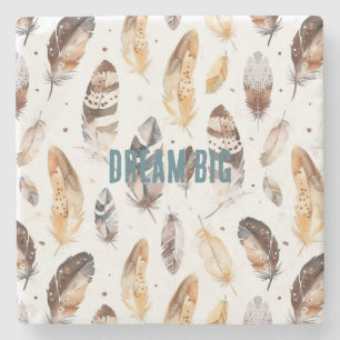 Cream Brown Native Tribal Feathers Steinuntersetzer
