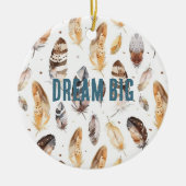 Cream Brown Native Tribal Feathers Weihnachten Keramik Ornament (Vorne)