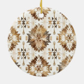 Cream Brown Native Tribal Feathers Weihnachten Keramik Ornament (Hinten)