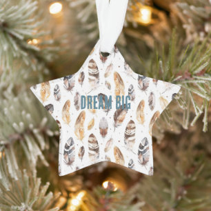 Cream Brown Native Tribal Feathers Weihnachten Ornament