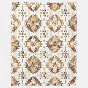 Cream Brown Native Tribal Fleecedecke
