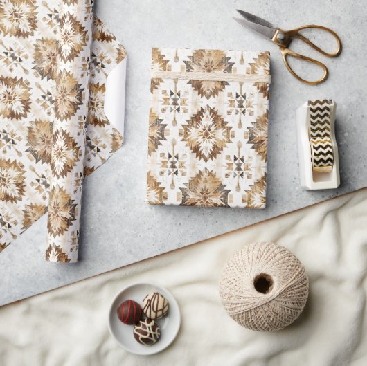 Cream Brown Native Tribal Geschenkpapier (Kunsthandwerk)