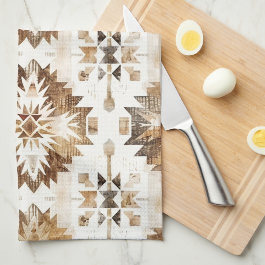 Cream Brown Native Tribal Geschirrtuch (Viertel Falte)