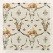 Cream Brown Native Tribal Glasuntersetzer (Vorderseite)