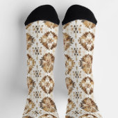 Cream Brown Native Tribal Socken (Oben)