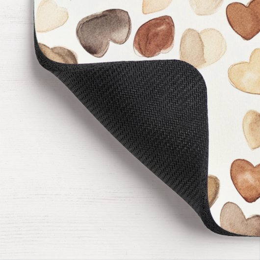 Cream Brown Peach Coffee Beans Hearts Mousepad (Ecke)