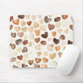 Cream Brown Peach Coffee Beans Hearts Mousepad (Mit Mouse)