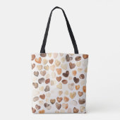 Cream Brown Peach Coffee Beans Hearts Tasche (Rückseite)