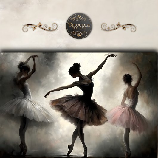 Cream Brown Pink Ballerinas Abstrakte Decoupage Seidenpapier