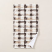 Cream Brown Plaid Stripes   Badhandtuch Set (Handtuch)