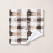Cream Brown Plaid Stripes   Badhandtuch Set (Waschlappen)