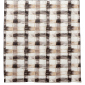 Cream Brown Plaid Stripes   Duschvorhang (Vorderseite)