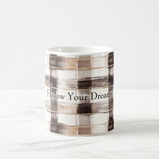 Cream Brown Plaid Stripes   Kaffeetasse (Mittel)