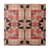 Cream Brown Red Cool Geometric Mosaic Pattern Fliese (Vorderseite)