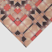 Cream Brown Red Cool Geometric Mosaic Pattern Seidenpapier (Detail)