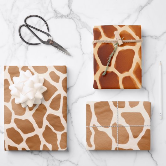 Cream Brown Safari Giraffe Tierwerbung Geschenkpapier Set (Vorderseite)