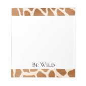 Cream Brown Safari Giraffe Tierwerbung Notizblock (Vorderseite)