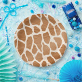 Cream Brown Safari Giraffe Tierwerbung Pappteller (Party)