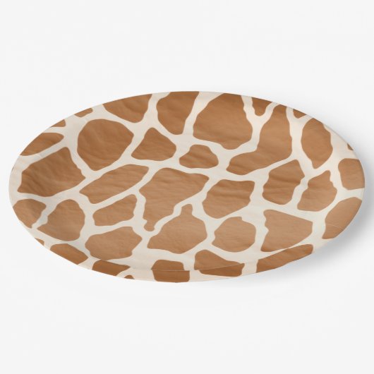 Cream Brown Safari Giraffe Tierwerbung Pappteller (Schrägansicht)