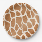 Cream Brown Safari Giraffe Tierwerbung Pappteller (Vorderseite)