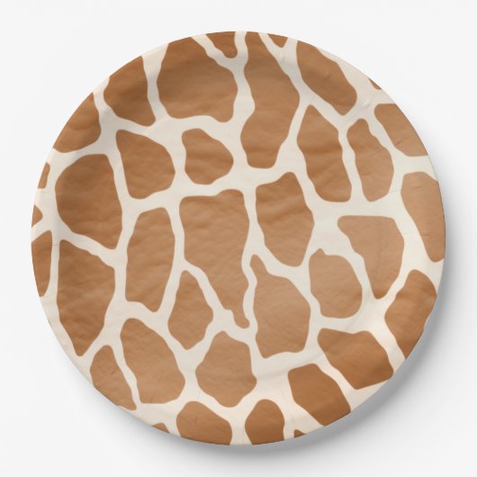Cream Brown Safari Giraffe Tierwerbung Pappteller (Vorderseite)