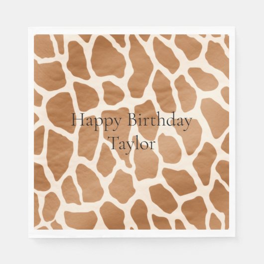 Cream Brown Safari Giraffe Tierwerbung Serviette (Vorderseite)